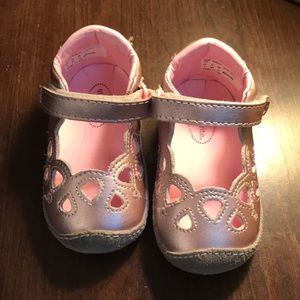 Pink muted metallic Mary Janes